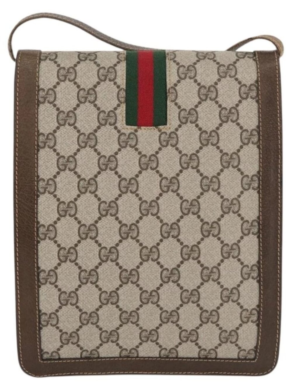 GUCCI GG Supreme Web Sherry Line Shoulder Bag PVC Beige Gold Red Auth ka4225 - Picture 13 of 13